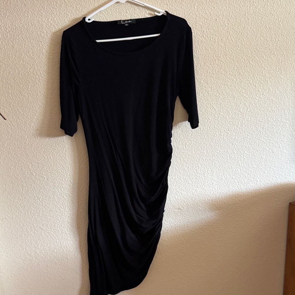 Lulus Elegant Black Draped Long Sleeve Dress